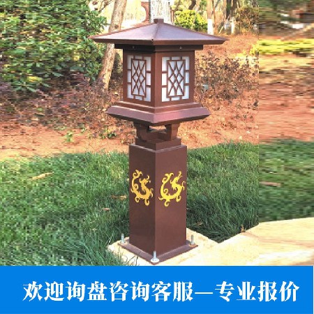 新中式柱頭燈別墅公園庭院燈戶外花園防水方柱草地?zé)艟皡^(qū)柱頭燈